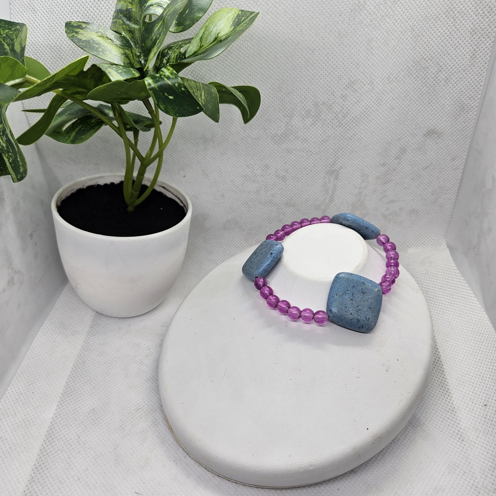 Vibrant Blue and Pink Beaded Bracelet